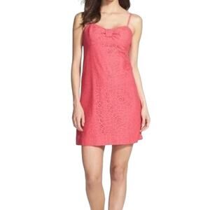 Lilly Pulitzer Karina Lace Babydoll Mini Dress Women's 2 Lipstick Pink